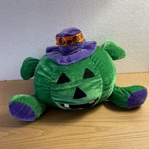 Vintage Kellytoy Green Pumpkin King Plush Jack-O-Lantern Halloween Frankenstein